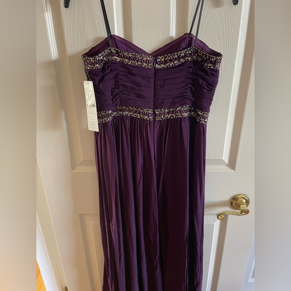 DECODE 1.8 ~ Purple Mesh Gold Beads Sweetheart Strapless Gown 10 NWT - Picture 9 of 9
